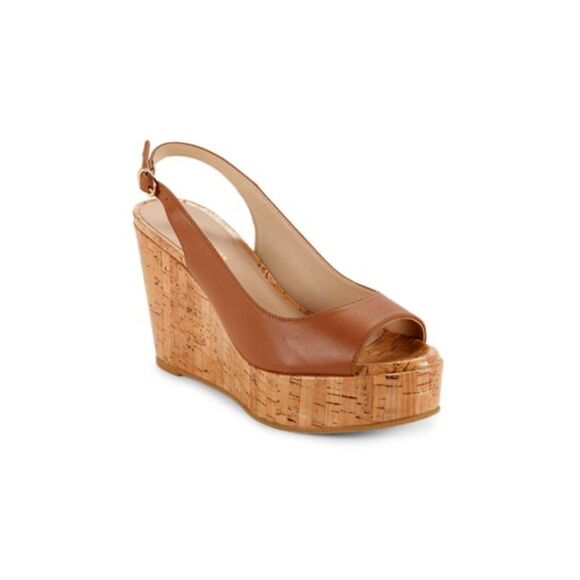 Stuart Weitzman Riveria Peep Toe Leather Sandals Size 7 NEW
